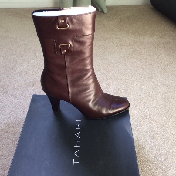 Tahari leather Brown Heeled Boots - Picture 3 of 13
